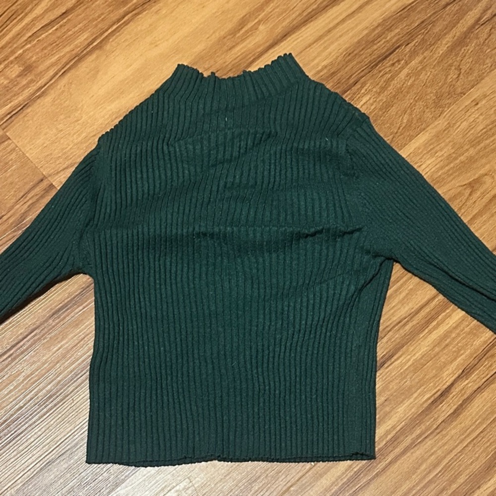 Green Ribbed Women's Sweater